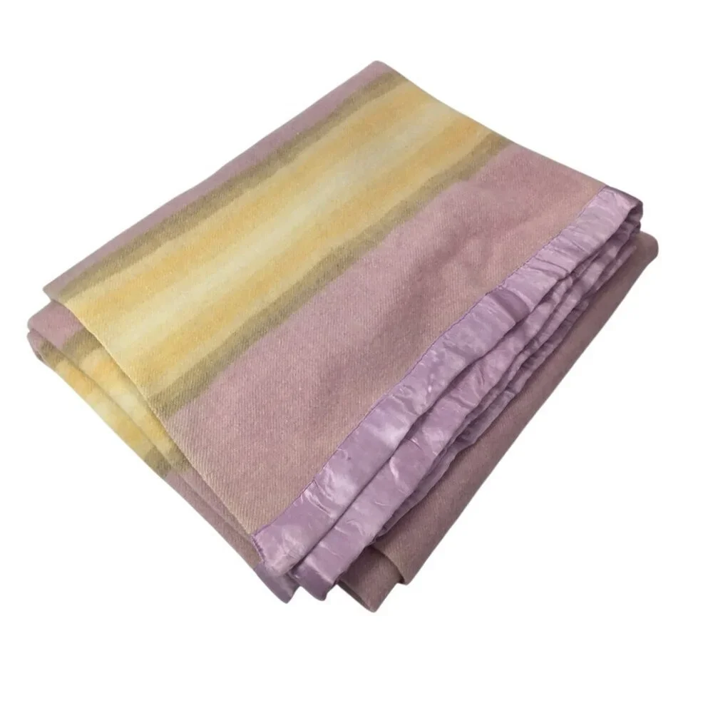Olympiad Blanket Pendleton 1932 Olympics Stripe Satin 100% Virgin Wool Lilac LA